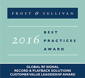 Logo for Frost & Sullivan's Best Practices Award for RF Record and Playback