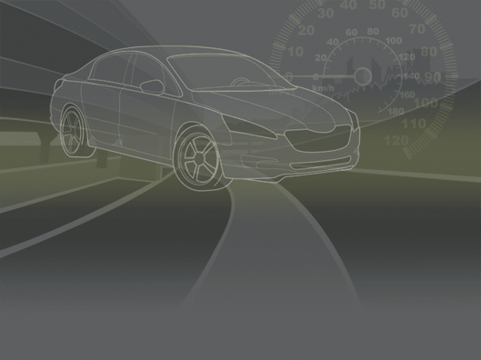 Image of a drawn car using radar for ADAS safety 