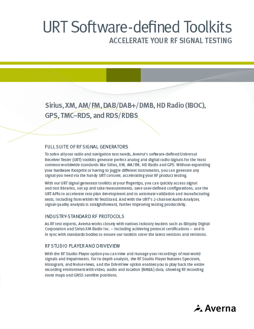 URT RF-Signal-Toolkits für Sirius, GPS, TMC & mehr