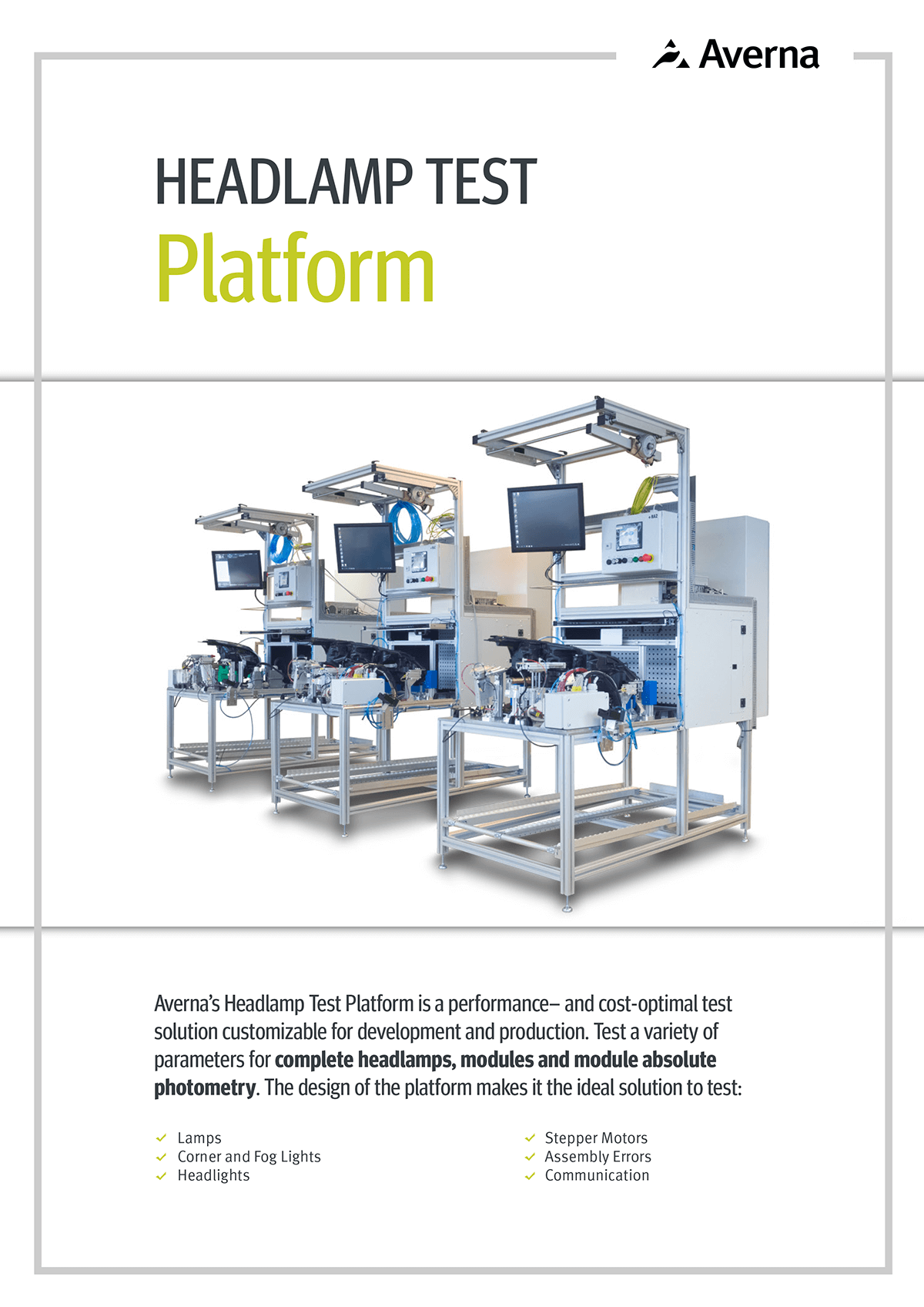 Headlamp Test Platform Brochure Cover